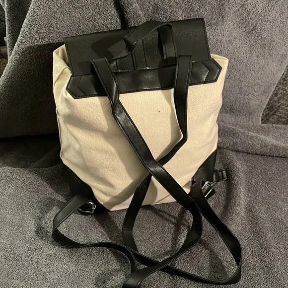Deux Lux: Canvas Backpack with Vegan Leather Trim - Picture 7 of 16